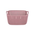 Cesto Mor Tran ado Retangular Alto Pequeno 3L Rosa 1