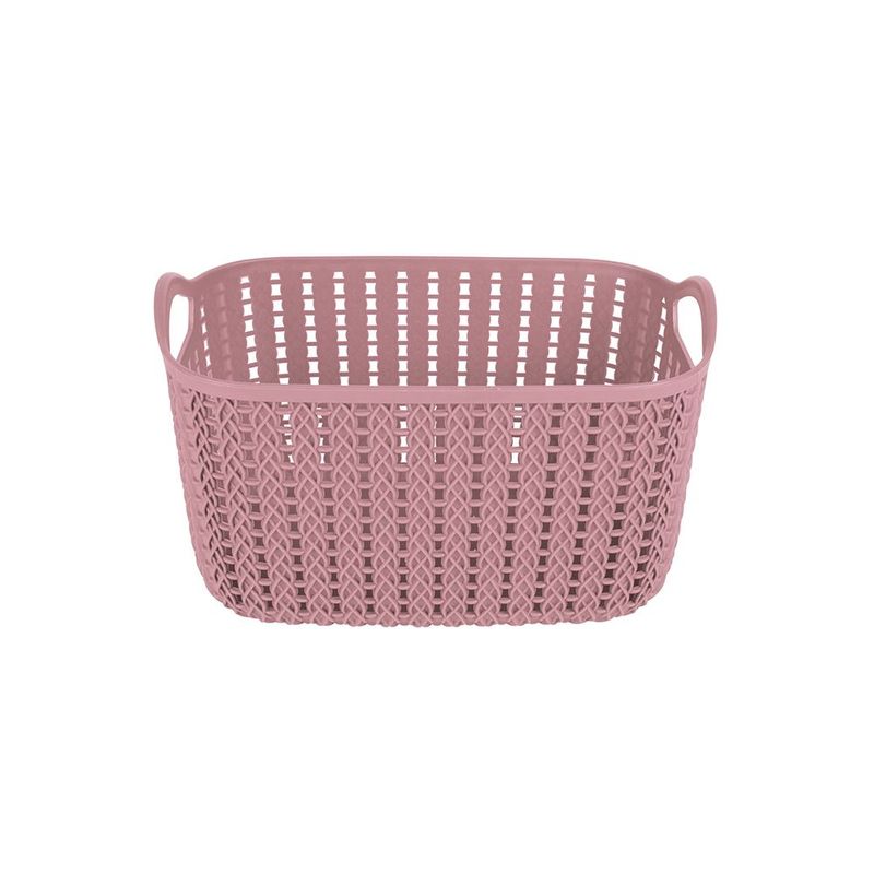 Cesto Mor Tran ado Retangular Alto Pequeno 3L Rosa 1