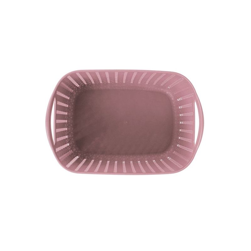 Cesto Mor Tran ado Retangular Alto Pequeno 3L Rosa 3