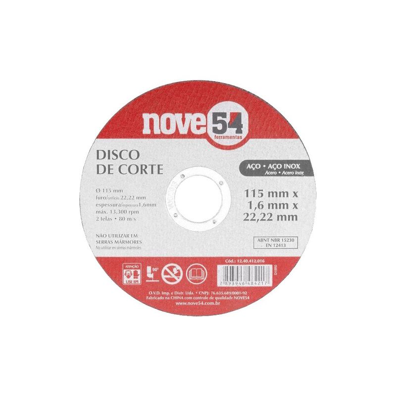 Disco Corte Nove54 DCN 954 A o 4 1 2  1 6mm 0
