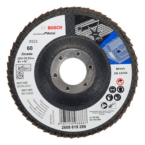 Disco Flap Bosch STD Inox Alumínio Metais 115mm G60