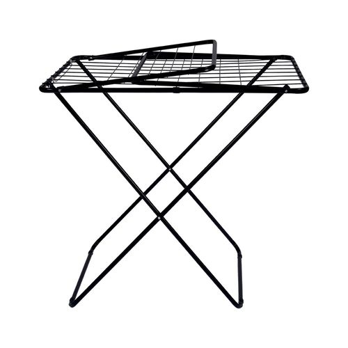 Varal Chão Dobrável Mor 006217 Aço Preto Abas Maxi