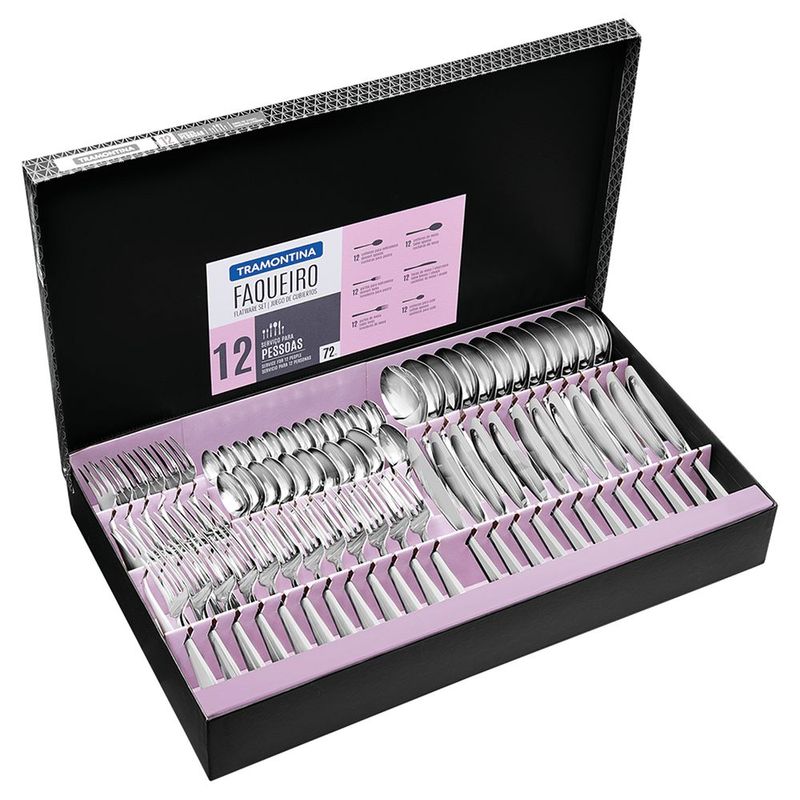 Faqueiro Tramontina Pacific 72 Pe as A o Inox 0