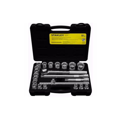 Jogo Soquetes Estriados Stanley 1/2" 22 Peças