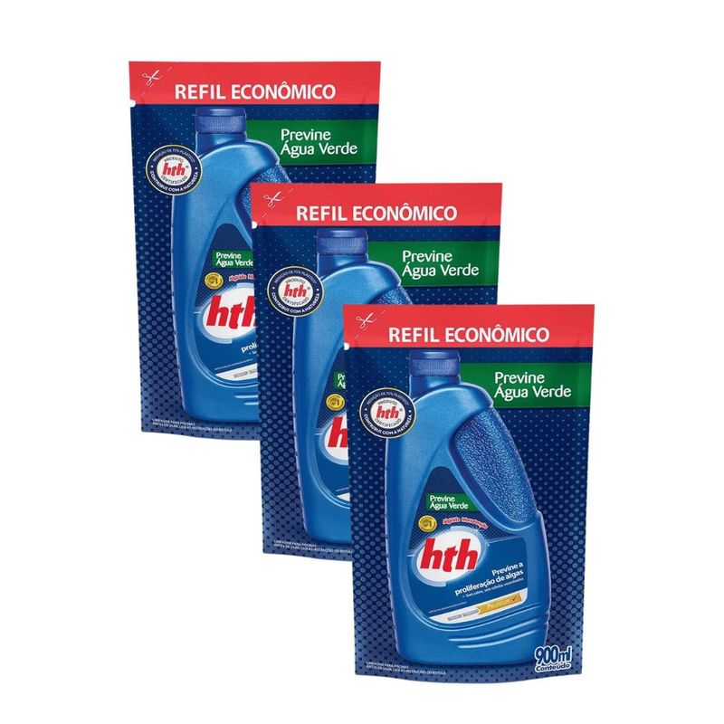 Kit 3 Algicida Refil Hth Previne  gua Verde 900ml 0