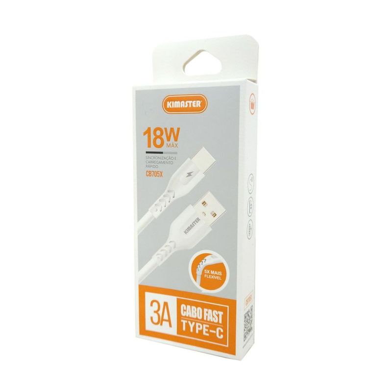 Cabo Kimaster Type-C CB705X 1m Branco 1