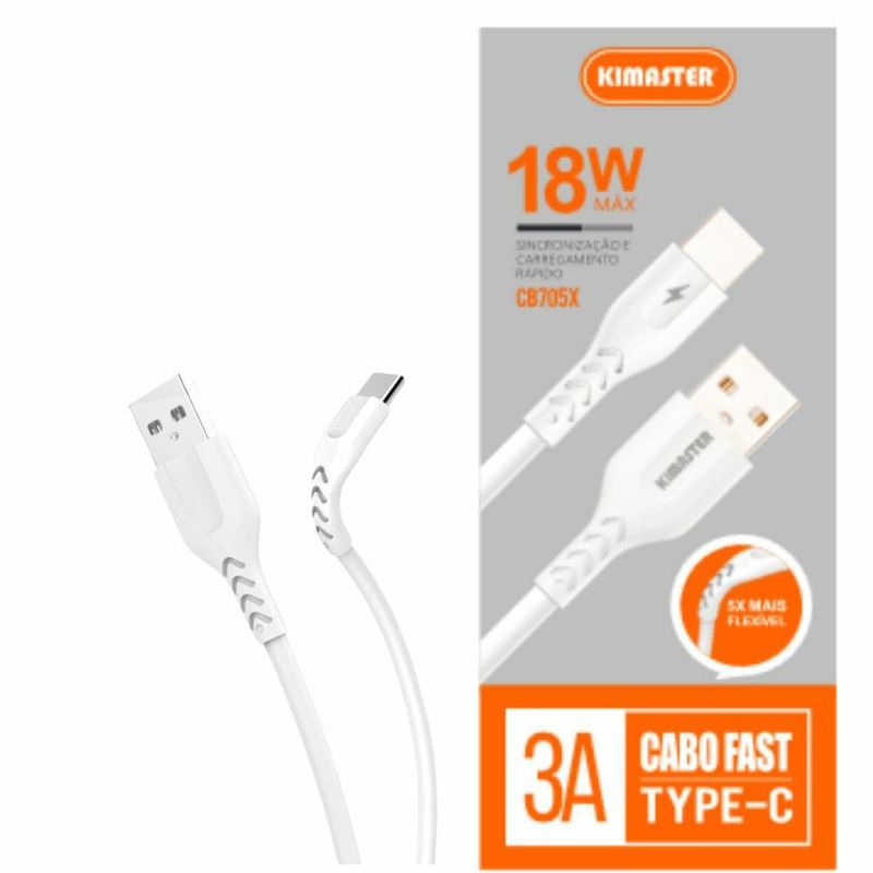 Cabo Kimaster Type-C CB705X 1m Branco 2