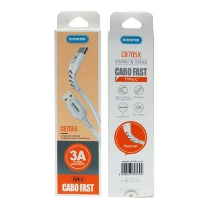 Cabo Kimaster Type-C CB705X 1m Branco 3