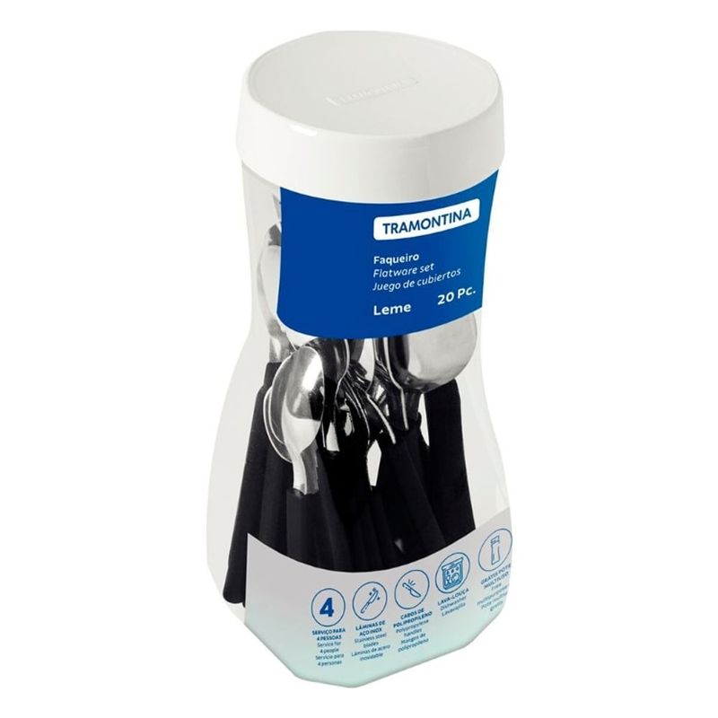 Faqueiro Tramontina Leme Inox Cabo Preto 20 P s 1