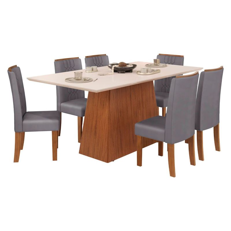 Conjunto Mesa DJ M veis 31601 6 Cadeiras Off Lunar 0