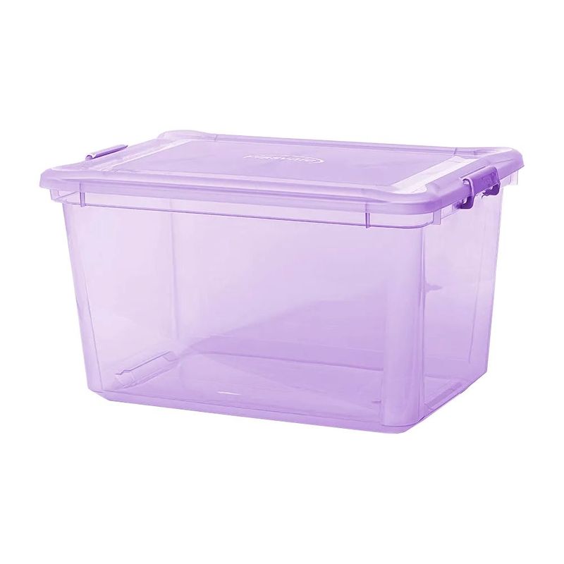 Caixa Organizadora Plasvale 50L Cinza Transp 1482 0