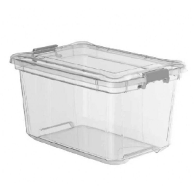 Caixa Organizadora Plasvale 50L Cinza Transp 1482 1