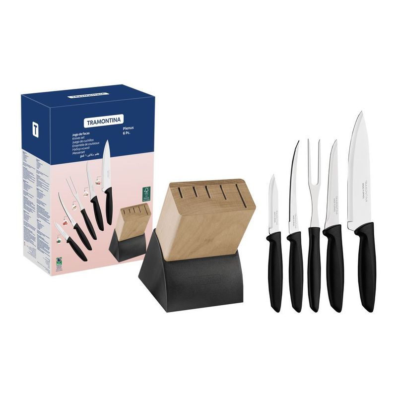 Conj  Facas Tramontina Plenus 5 Pe as C  Suporte 0