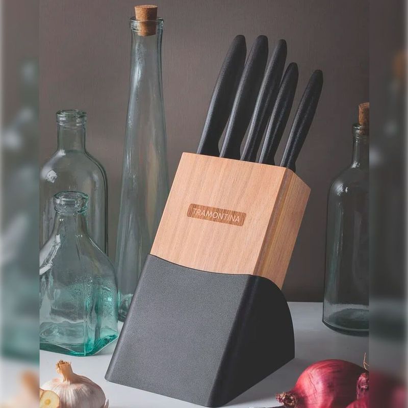 Conj  Facas Tramontina Plenus 5 Pe as C  Suporte 1