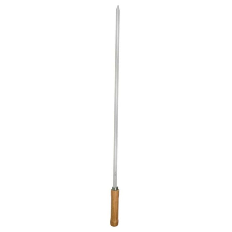 Espeto Simples Mor 3204 A o Cromado Cabo Madeira 85cm 2