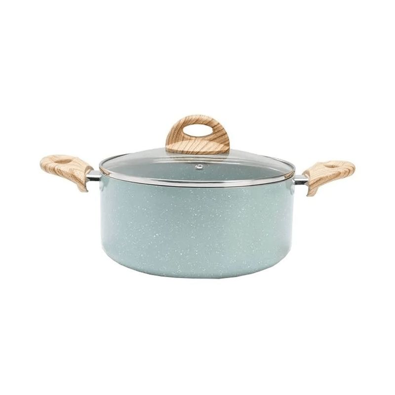 Conjunto Panela 5 Pe as Botanik Brinox - 4815 102 - Verde com Acabamento Soft-touch Amadeirado 1