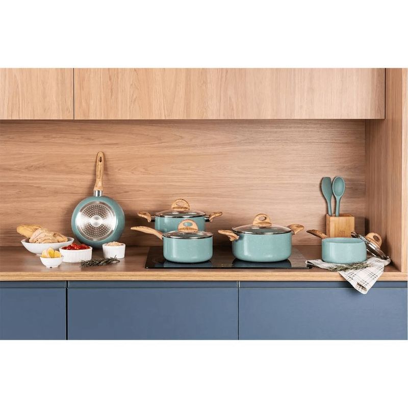 Conjunto Panela 5 Pe as Botanik Brinox - 4815 102 - Verde com Acabamento Soft-touch Amadeirado 4