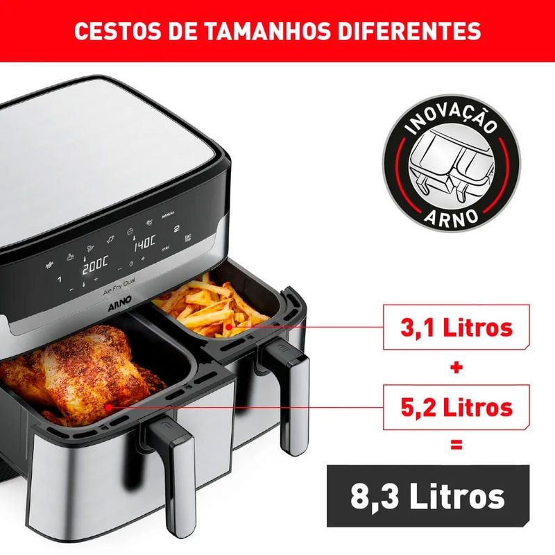 Fritadeira Arno Sem  leo Dual 5 2l 3 1l Afd2-220v 2