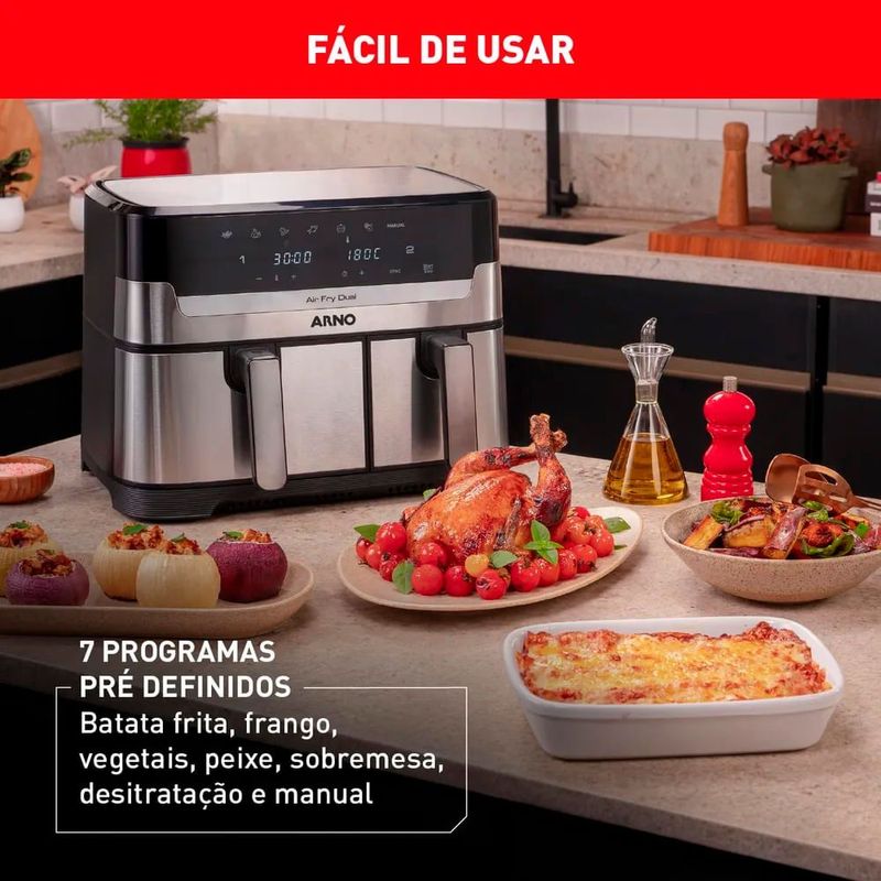 Fritadeira Arno Sem  leo Dual 5 2l 3 1l Afd2-220v 4