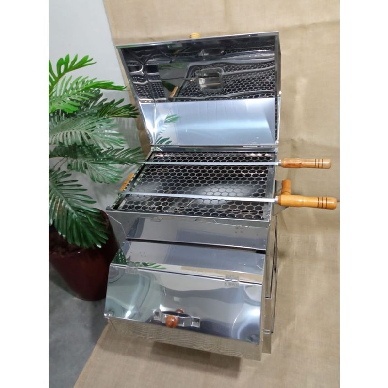 Churrasqueira Brighente Inox M dia Carv o 26 com Tampa 2