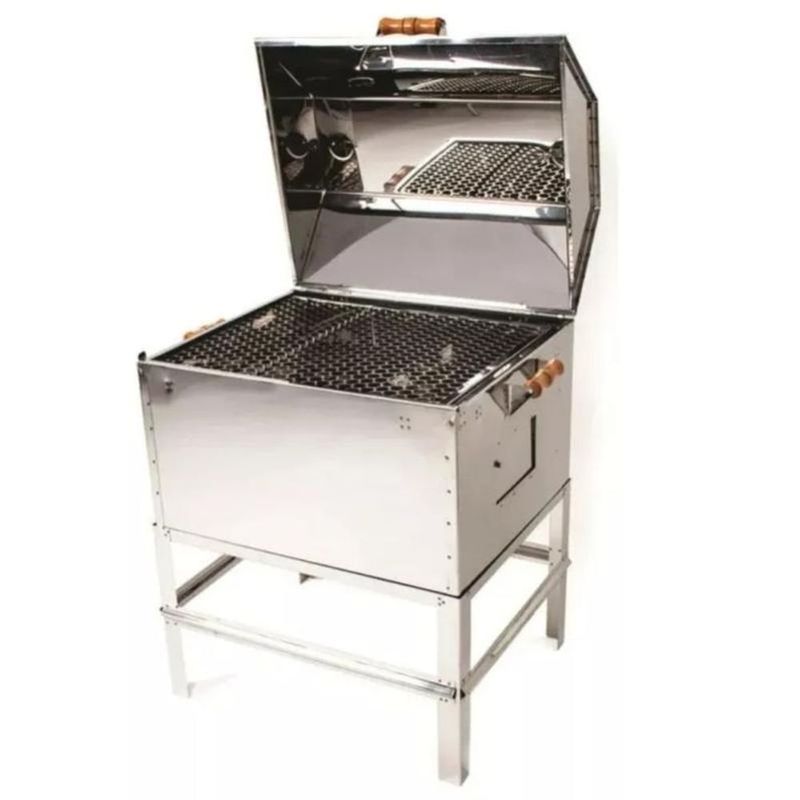 Churrasqueira Brighente Inox M dia Carv o 26 com Tampa 5