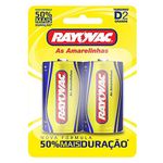 Pilha Comum Grande D Rayovac com 2 unidades 2