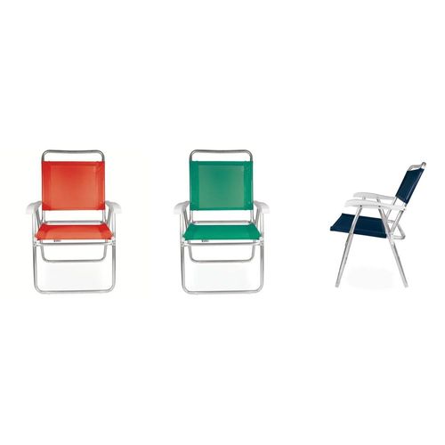 Conjunto 3 Cadeiras Alta Master Aluminio Dobravel Mor 2119