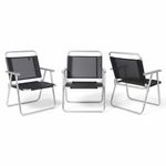 Conj  3 Cadeiras Mor Oversize Alum nio Preto 140kg 0