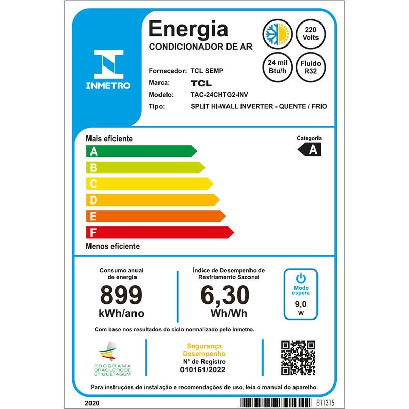 AC Tcl T-Pro Inverter Parede 24000 BTUs Quente e frio TAC-24CHTG2 7