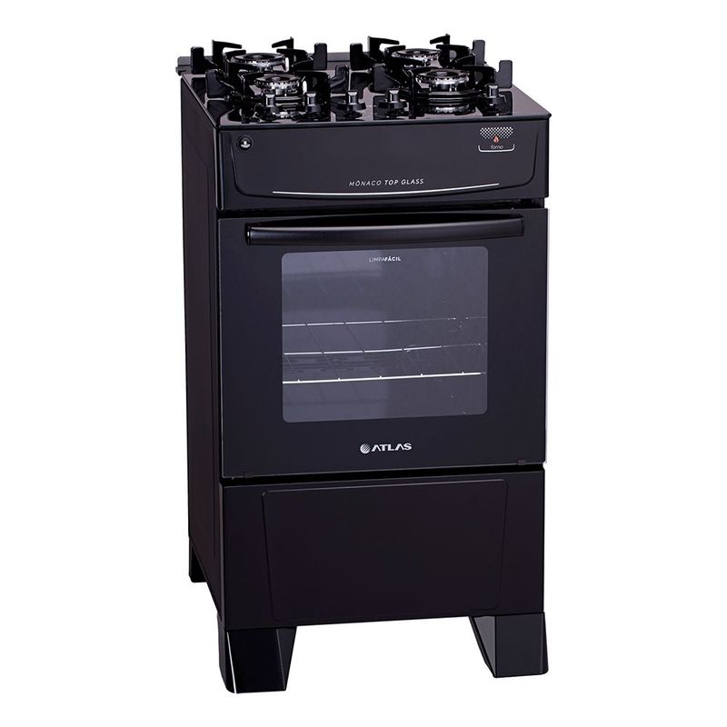 Fog o a G s Atlas M naco Top Glass 4 Bocas Auto Preto 0