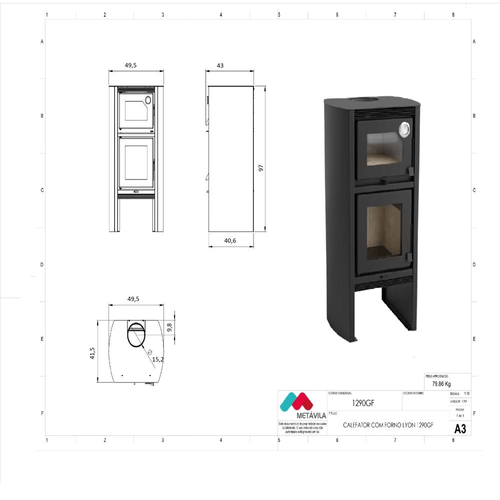 Calefator Metávila Lyon Grafite, com Forno - 1290GF