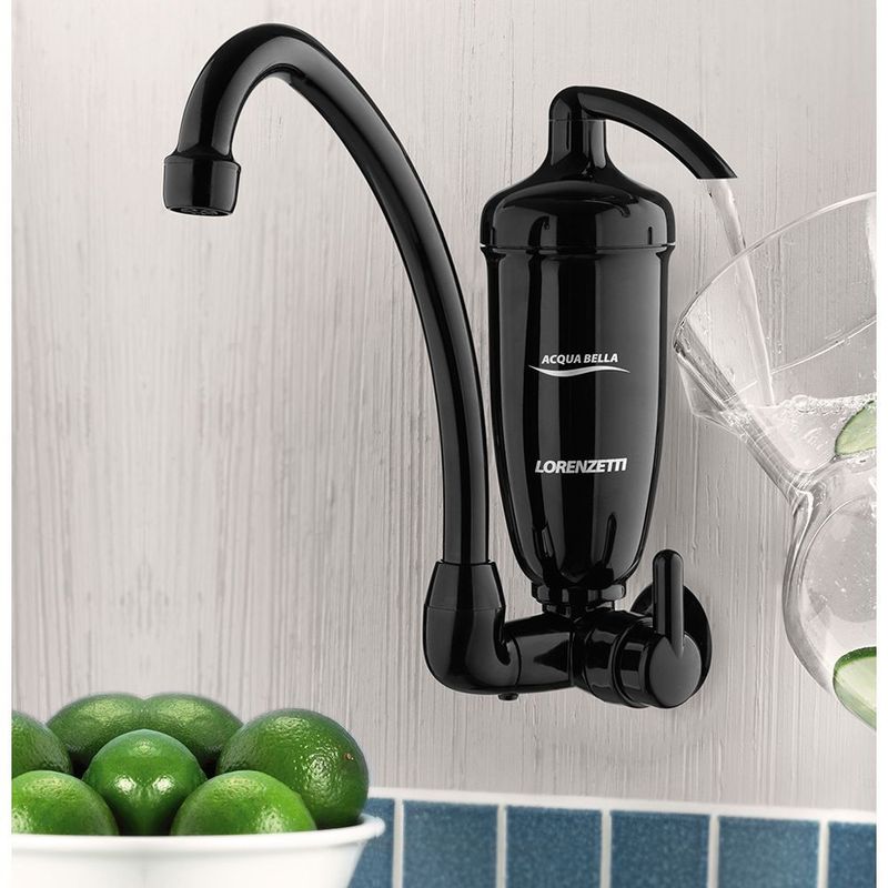 Purificador de  gua Lorenzetti Acqua Bella de Parede  sem Refrigera  o  Preto 1