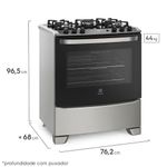 Fog o A G s Electrolux 5 Bocas  De Piso  Acendimento Autom tico  Com Mesa De Vidro E Tripla Chama  Prata - 76usv 1