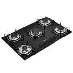 Cooktop a G s Tramontina Brasil 5 Bocas  Acendimento Superautom tico  Mesa de Vidro Temperado Preto - 94708 501 0