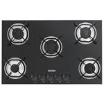 Cooktop a G s Tramontina Brasil 5 Bocas  Acendimento Superautom tico  Mesa de Vidro Temperado Preto - 94708 501 1