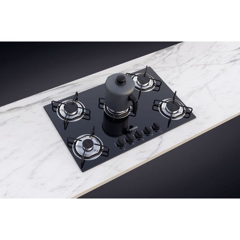 Cooktop a G s Tramontina Brasil 5 Bocas  Acendimento Superautom tico  Mesa de Vidro Temperado Preto - 94708 501 3