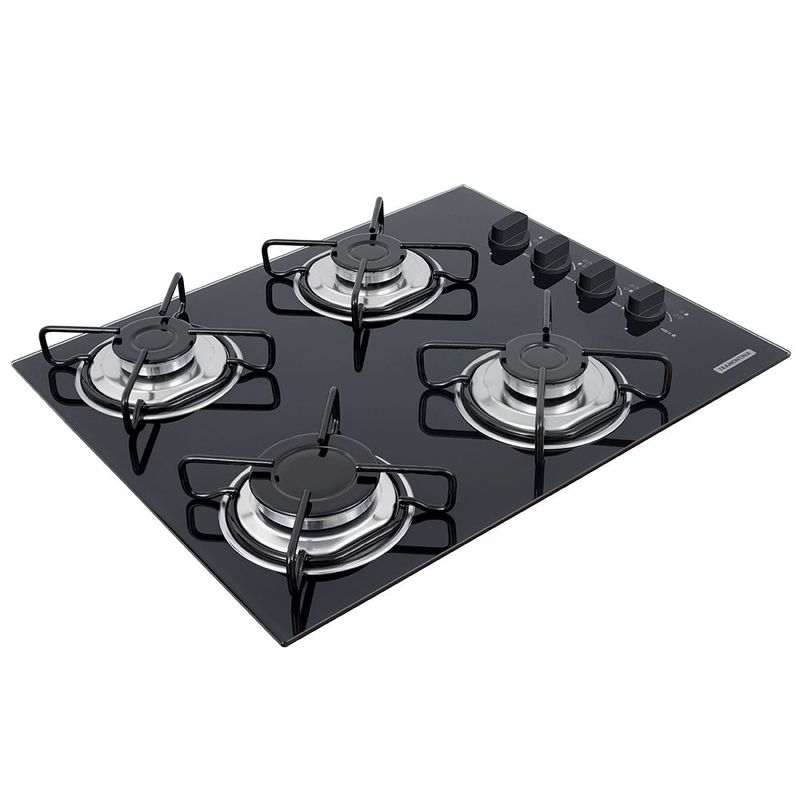Cooktop a G s Tramontina Brasil 4 Bocas  Acendimento Superautom tico  Mesa de Vidro Temperado Preto - 94703 501 0