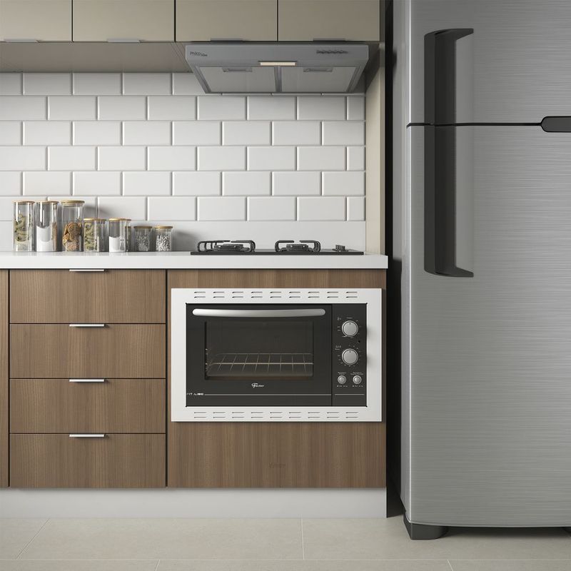 Forno El trico de Embutir Fischer Fit Line  44L  Frontal Branco - 26818-58803 220V 1