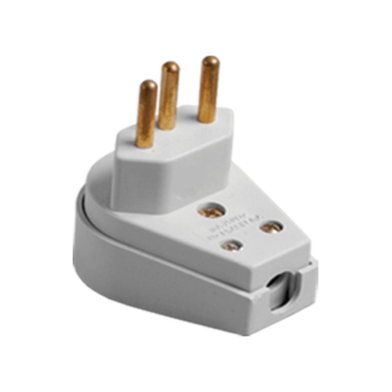 Plugue Macho Angular Ilumi 2 Pinos   Terra 10A 250V Branco - 1439 0