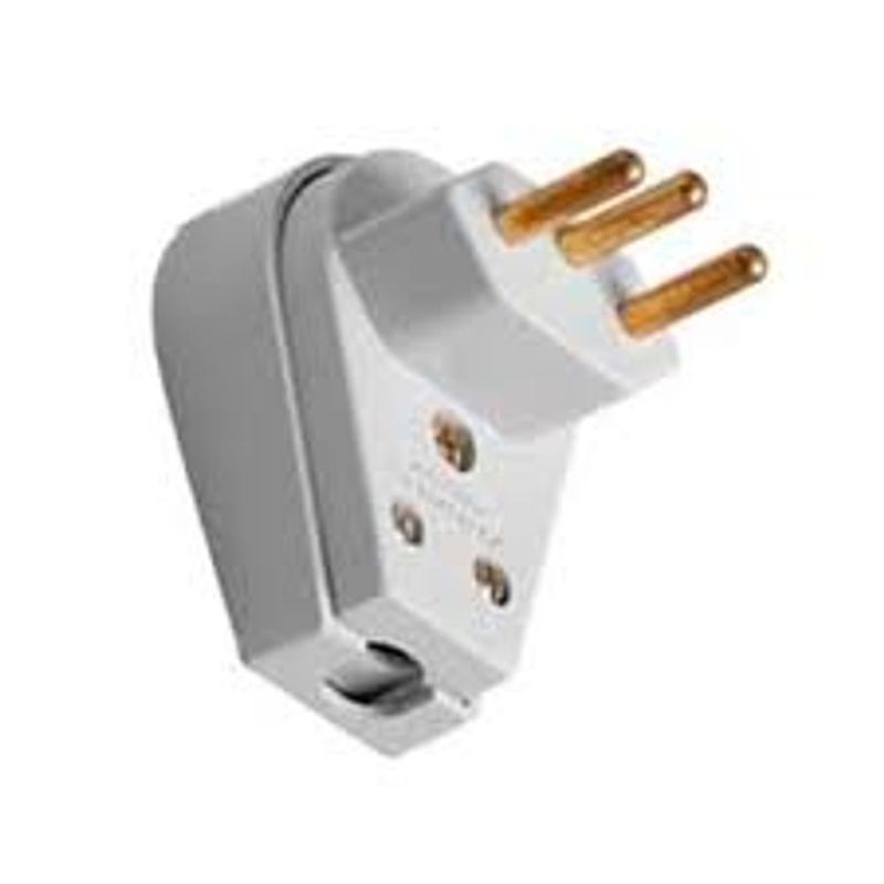 Plugue Macho Angular Ilumi 2 Pinos   Terra 10A 250V Branco - 1439 1