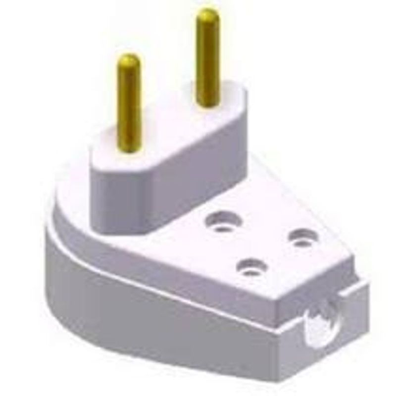 Plugue Macho Angular Ilumi 2 Pinos   Terra 10A 250V Branco - 1439 2