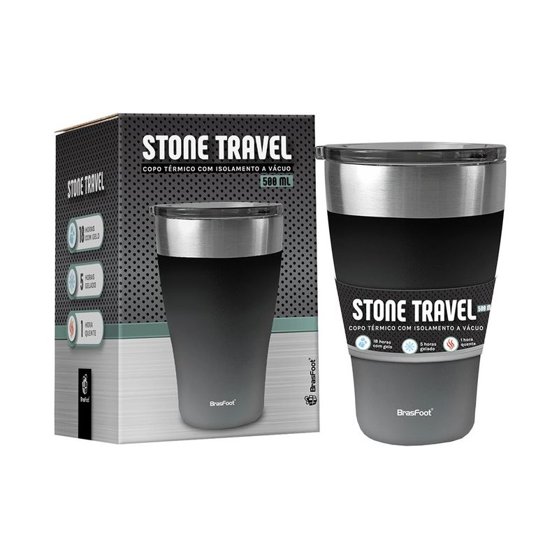 Copo T rmico Stone Brasfoot Degrad  Preto 500ml - 11984 0