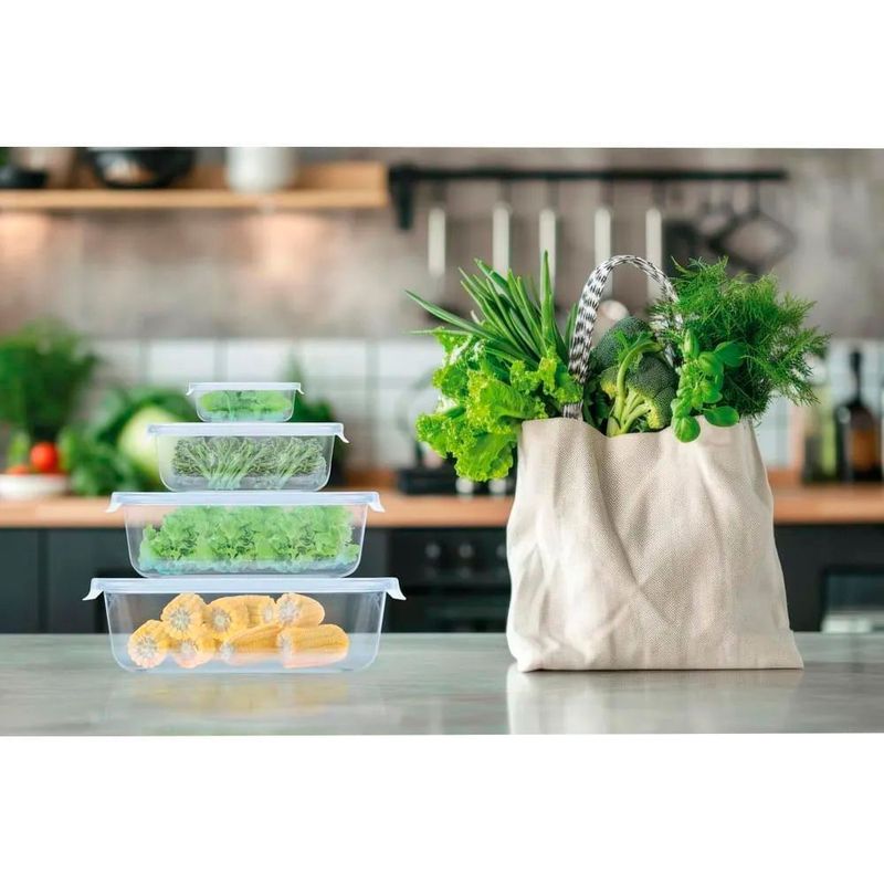 Pote de Vidro Retangular com Tampa 370ml   Mor 7801 1