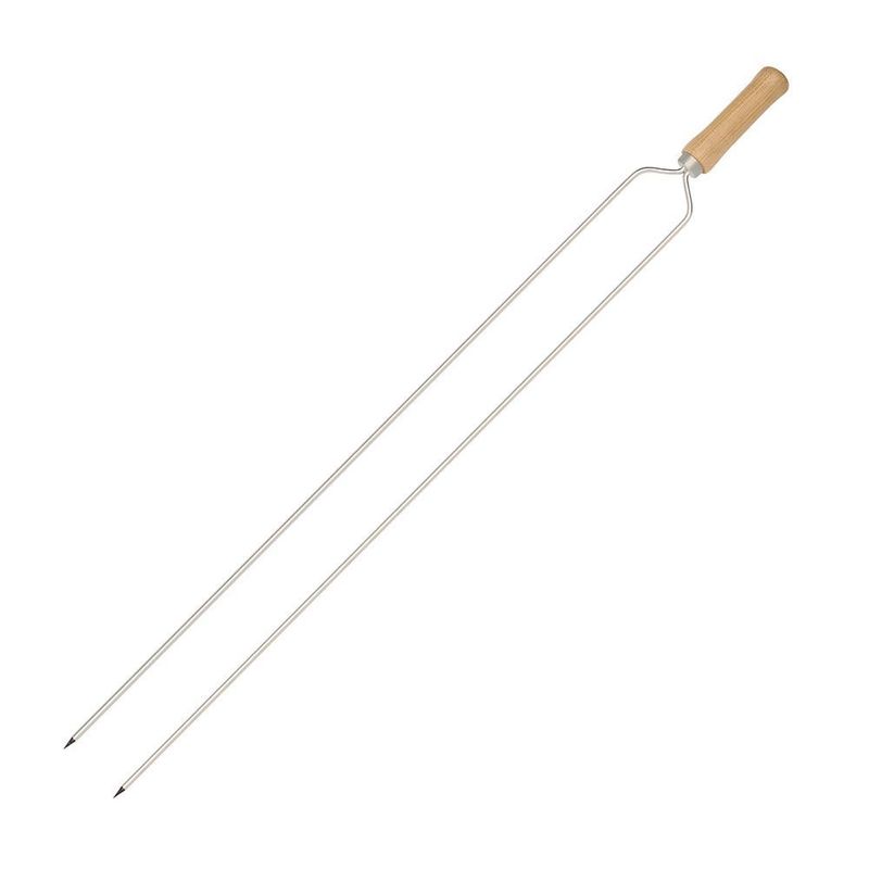 Espeto Duplo Mor 3209 A o Cromado Cabo Madeira 85cm 0