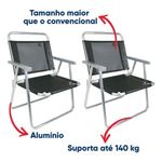 Conj  2 Cadeiras Oversize Mor Alum nio 140kg 1