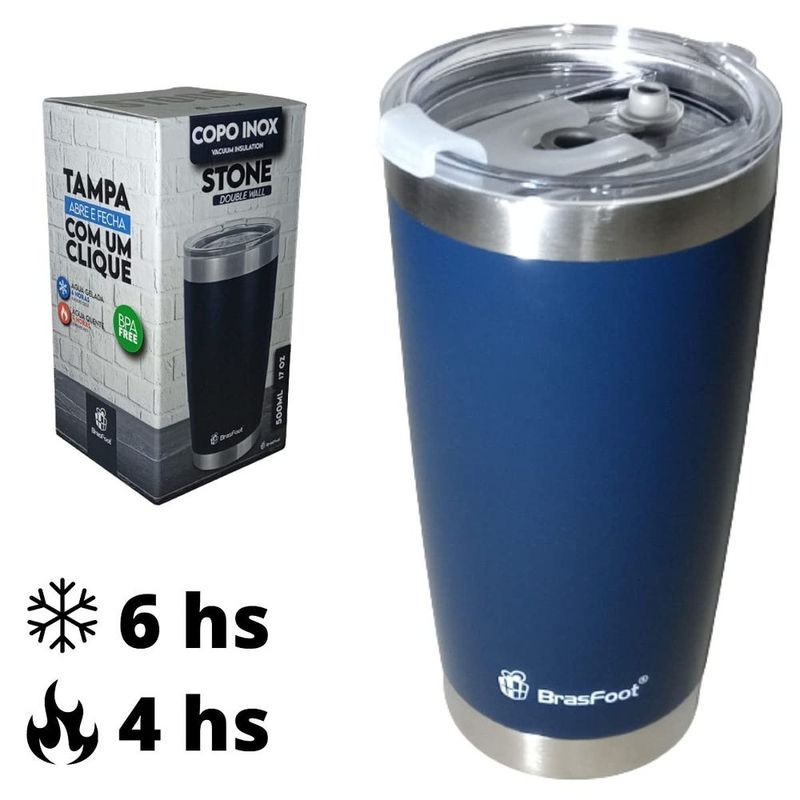 Copo T rmico Stone Brasfoot Azul Escuro 500ml - 10681 2