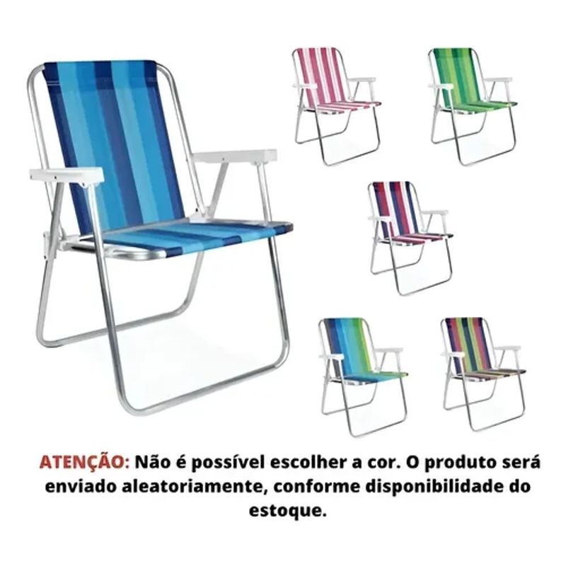 Conjunto 2 Cadeiras Praia Alta Pol  Aluminio Sortidas Mor 2101 2