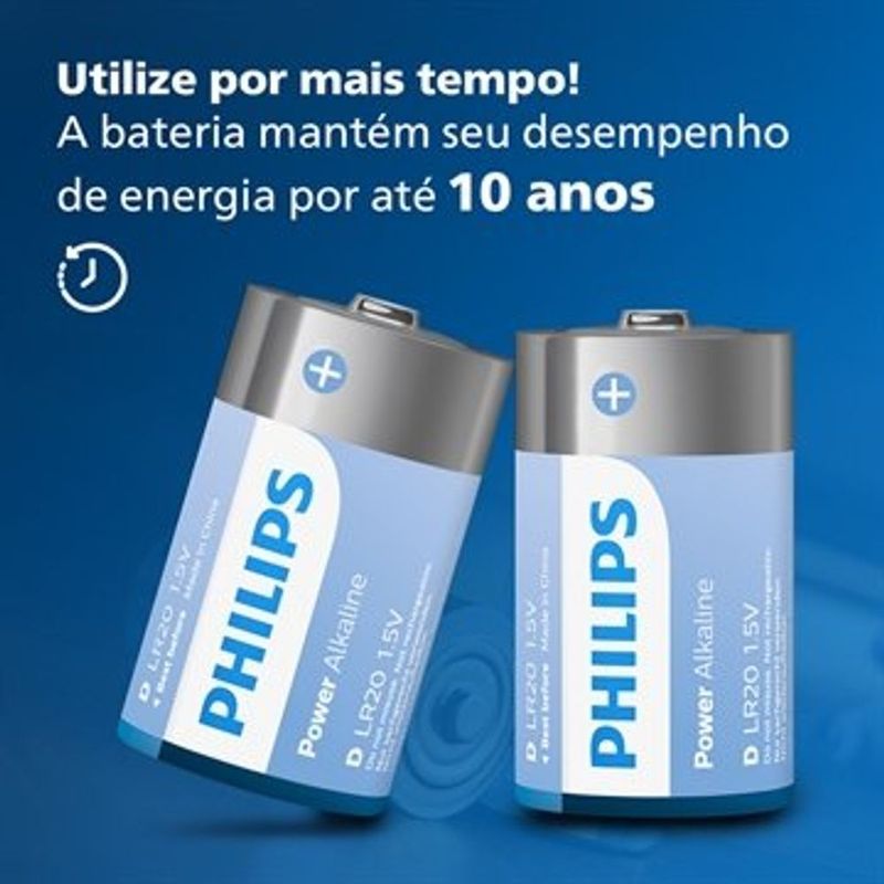 Pilha Alcalina Grande D Philips Com 2 Unidades - Lr20p2b 59 2