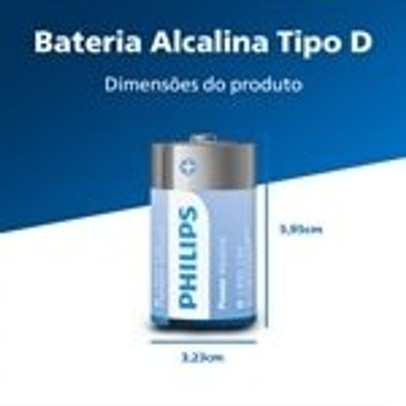 Pilha Alcalina Grande D Philips Com 2 Unidades - Lr20p2b 59 4