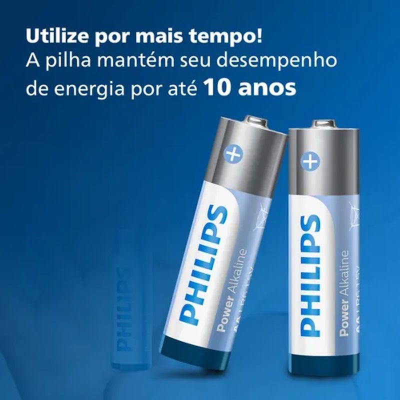 Pilha Alcalina Pequena Aa Philips Com 2 Unidades - Lr6p2b 59 3
